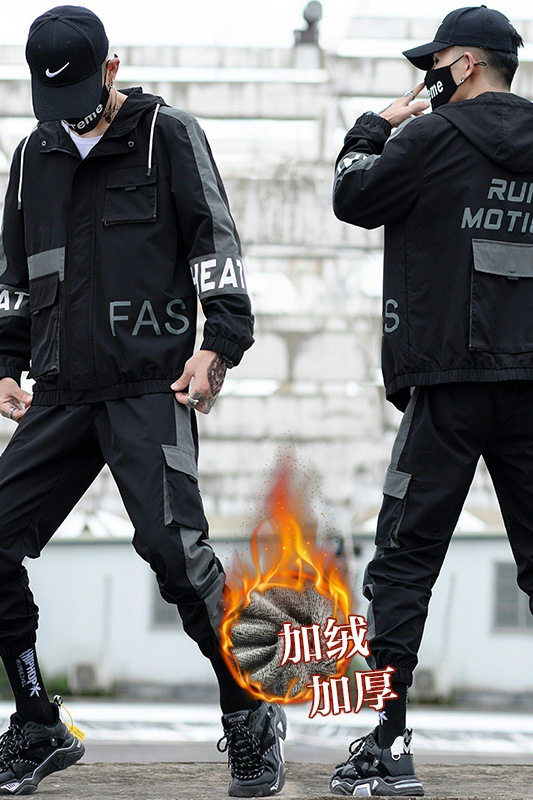 秋冬新款工装男帅气休闲加绒加厚套装XZ313B-1-A80115-P105,男装休闲套装,星座313B-2