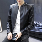 秋季新款男士休闲薄款皮衣夹克修身外套XZ313B-1-PY3908-P100，男装皮衣，星座313B-2