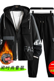 秋冬新款工装男帅气休闲加绒加厚套装两件套XZ313B-1-A80115-P105，男装休闲套装，星座313B-2
