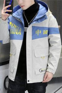 2021夹克男宽松休闲连帽夹克秋季拼色百搭外套XZ313B-1-JK177-P55图片