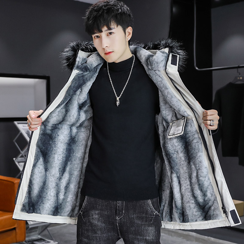 主推棉衣男中长款加绒加厚工装连帽棉服外套MY101-P95毛领加10元,男装棉衣,星座313B-2