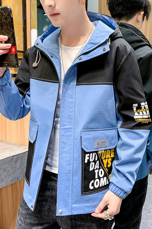 夹克男秋季潮流ins男士时尚连帽工装外套XZ313B-1-JK1201-P60,男装夹克,星座313B-2