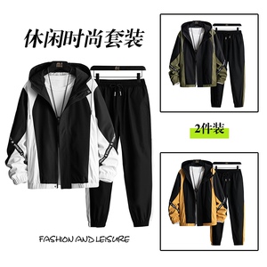 挂拍2021秋季套装男时尚休闲运动潮流两件套XZ313B-1-T80108-P80图片