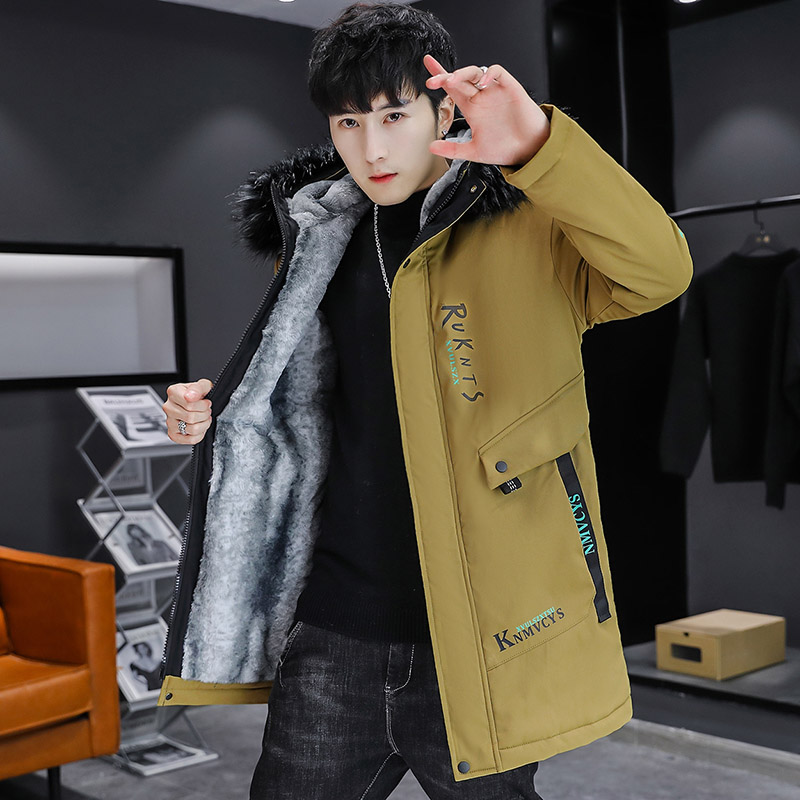 主推新款男中长款加绒加厚工装连帽棉服外套MY102-P95毛领加10元,男装棉衣,星座313B-2