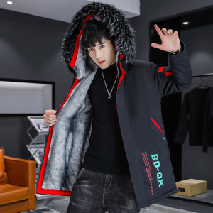 主推棉衣男中长款加绒加厚工装连帽棉服外套MY101-P95毛领加10元