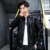 秋季新款男士小立领时尚休闲皮衣外套XZ313B-1-P3801-P100，男装皮衣，星座313B-2