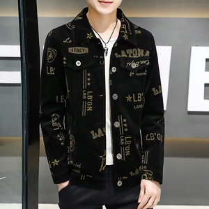 秋季高品质灯芯绒印花男士休闲小西服上衣外套XZ313B-1-XF351-P85图片