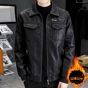 2021冬加绒加厚皮衣青年机车服皮夹克外套XZ313B-1- PY1902-P120图片