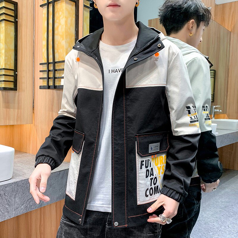 夹克男秋季潮流ins男士时尚连帽工装外套XZ313B-1-JK1201-P60,男装夹克,星座313B-2