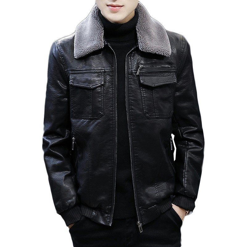 2021冬加绒皮衣青年机车服皮夹克外套男XZ313B-1-PY1902-P120,男装皮衣,星座313B-2