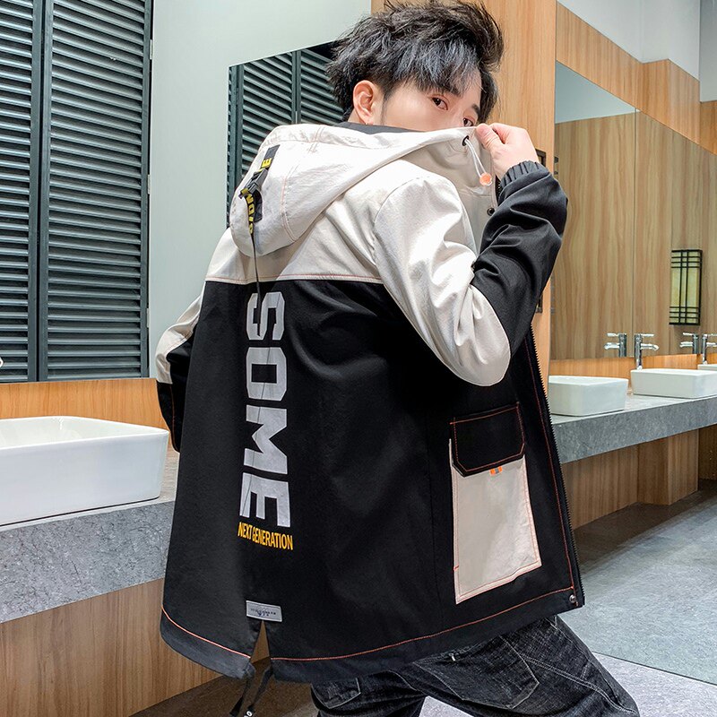 夹克男秋季潮流ins男士时尚连帽工装外套XZ313B-1-JK1201-P60,男装夹克,星座313B-2