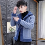 双面穿青年外套男颗粒绒短款毛呢大衣秋冬新款潮M187-P120，男装毛呢大衣，星座313B-2