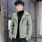 双面穿青年外套男颗粒绒短款毛呢大衣秋冬新款潮M187-P120，男装毛呢大衣，星座313B-2