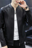 秋季新款男士休闲薄款皮衣夹克修身外套XZ313B-1-PY3908-P100，男装皮衣，星座313B-2