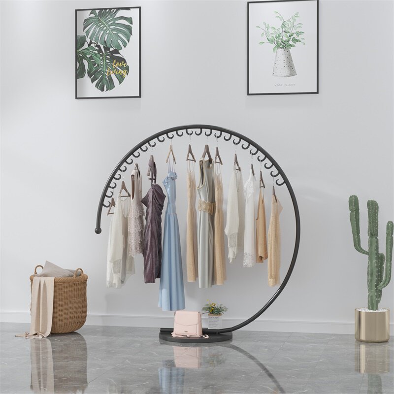 中岛货架服装店落地式陈列架店铺创意金色展示架女装店衣服挂衣架