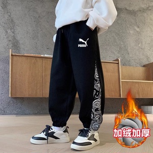 奥莱秋冬新款儿童加绒卫裤童装加厚休闲裤儿童保暖长裤中大童纯棉