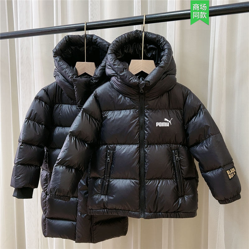 奥莱潮黑金儿童中长款羽绒服男女童装加厚抗寒过膝冬装白鸭绒外套