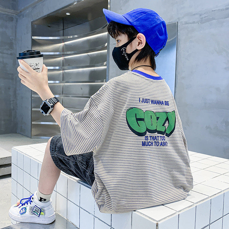 潮牌男童夏天短袖t恤2026新款儿童夏季上衣服纯棉夏装男孩体恤潮T