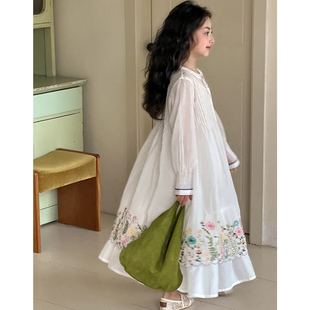 女童连衣裙春秋2026新款女大童春装重工刺绣公主裙儿童高级感裙子