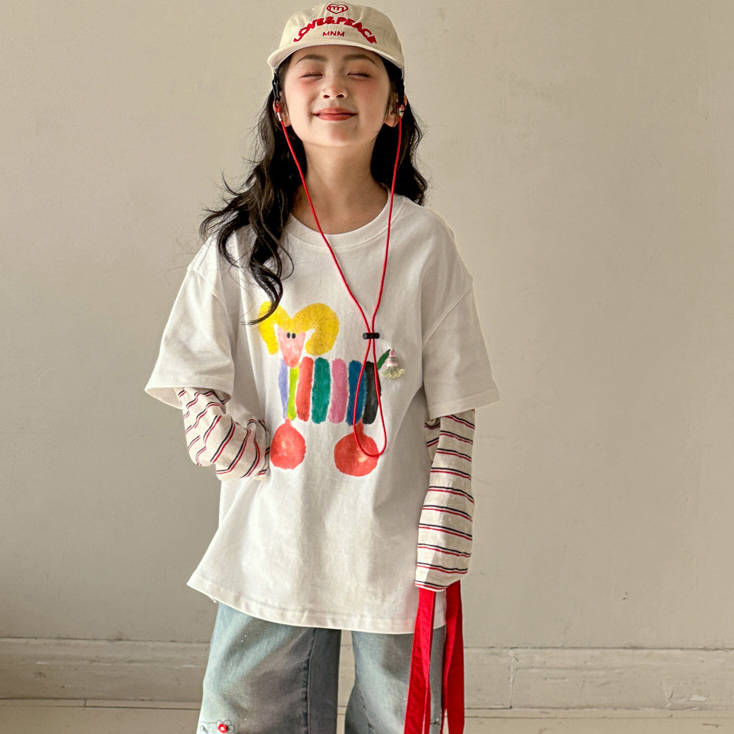 女童长袖T恤2026春装新款女大童假两件卡通初中生儿童超好看上衣,童装/婴儿装/亲子装,T恤,淘宝优惠券,粉丝福利购,淘宝优惠卷