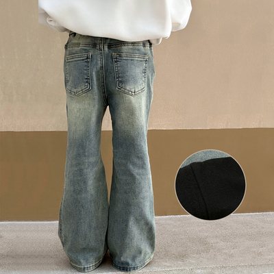 女童牛仔裤加绒裤子洋气直筒裤