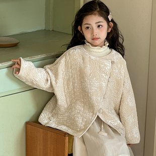 女童新年棉衣新中式女大童超好看上衣加厚衣服拜年服儿童保暖外套