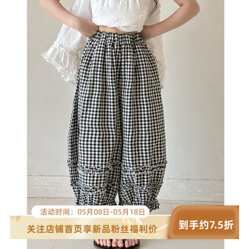 女大童防蚊裤夏季薄款2026超火韩国童装女童夏季轻薄花苞裤休闲裤