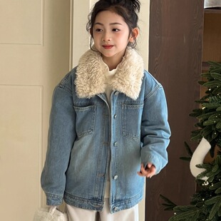 女童羽绒服2026冬装新款女大童上衣冬季加厚衣服儿童保暖牛仔外套