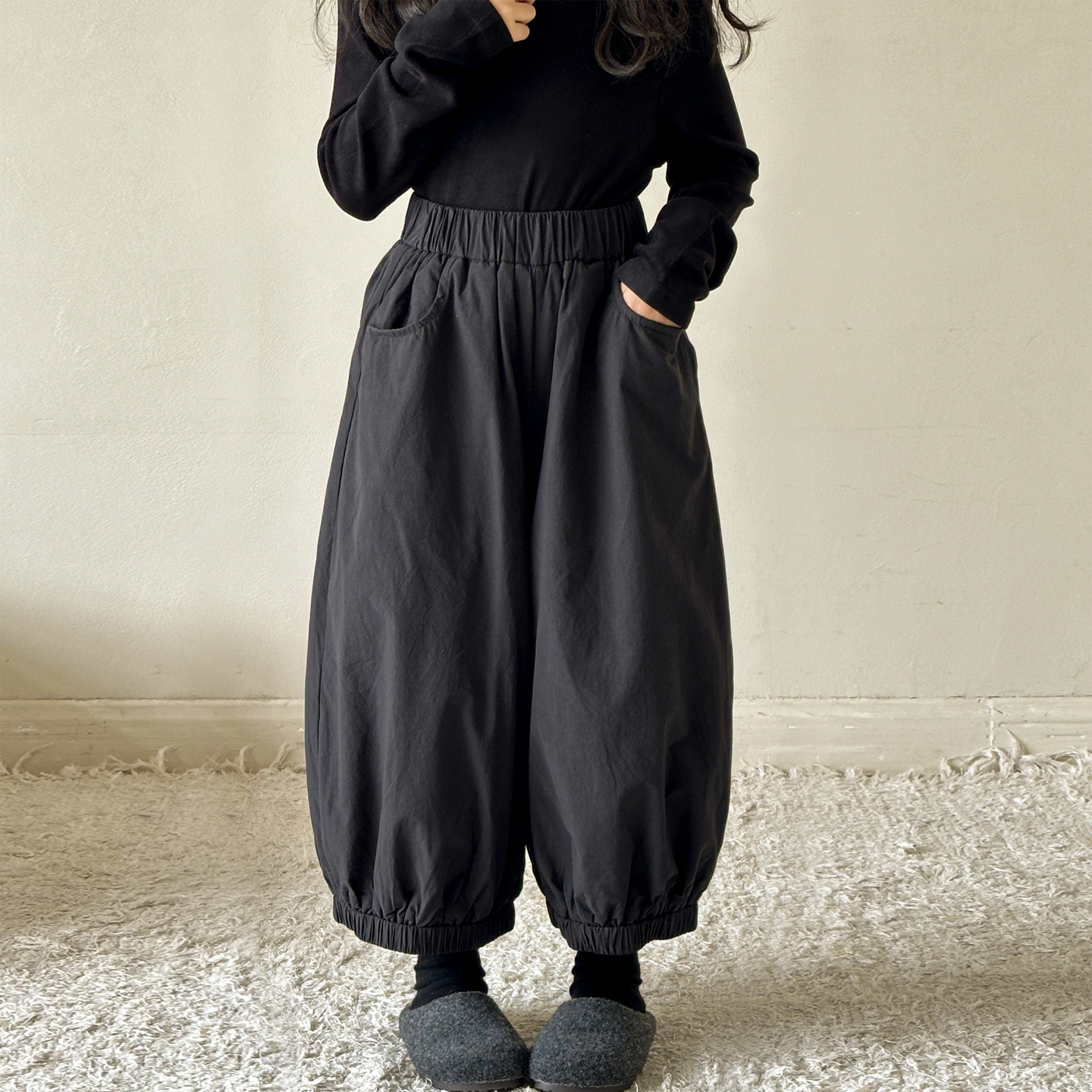 女童加绒裤子秋冬款2025新款儿童初中生加厚保暖棉裤女大童灯笼裤