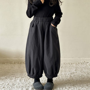 女童裤子秋冬款2026新款儿童初中生加厚保暖棉裤女大童宽松灯笼裤