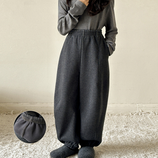 女童裤子秋冬季2026新款儿童一体绒加厚阔腿裤女大童超好看香蕉裤