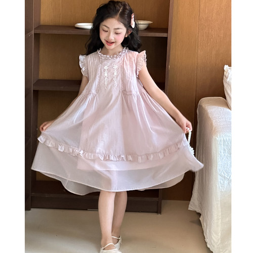 女大童背心裙夏装2026新款超火儿童夏季无袖连衣裙女大童公主裙子