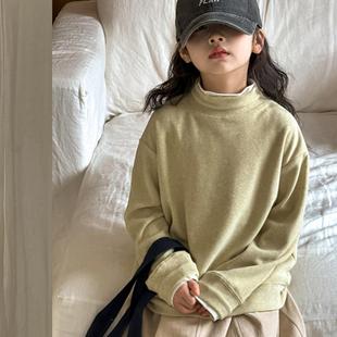 t恤上衣潮 儿童洋气内搭女大童长袖 女童半高领打底衫 2025秋冬新款