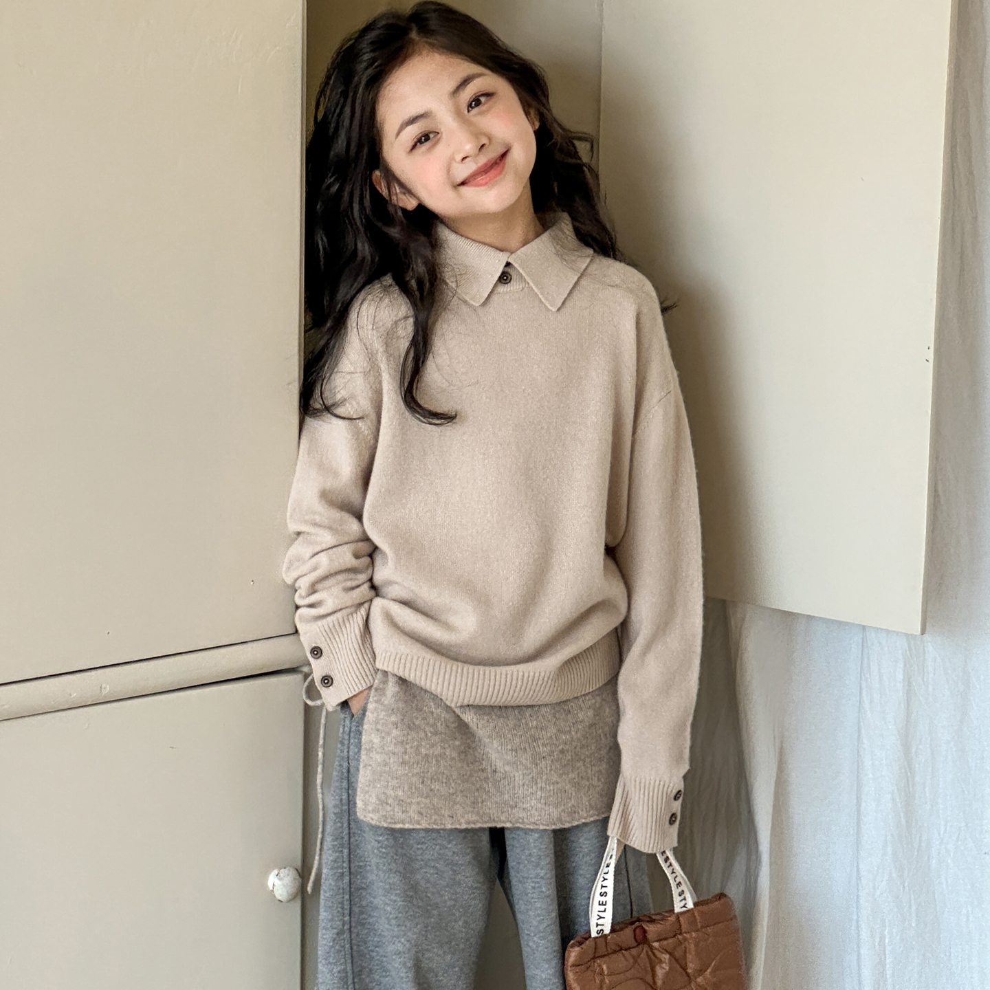 女童毛衣秋冬款2025新款儿童洋气针织衫女大童羊毛混纺打底衫上衣