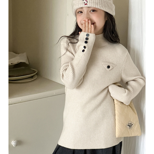 女童毛衣2026秋冬新款女大童加厚针织衫上衣儿童冬季半高领打底衫