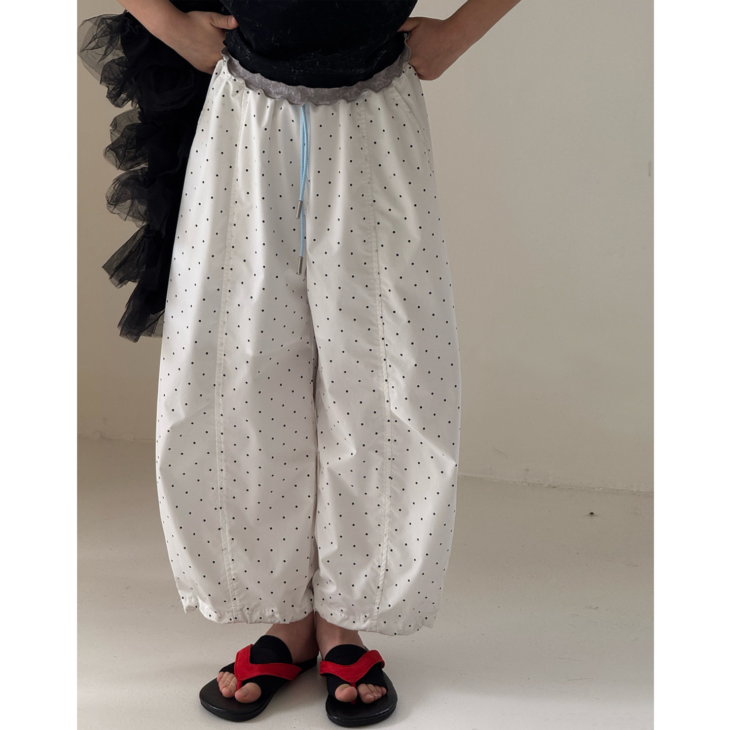 女童波点裤子夏季薄款2026新款大童夏装速干气球裤女孩轻薄防蚊裤