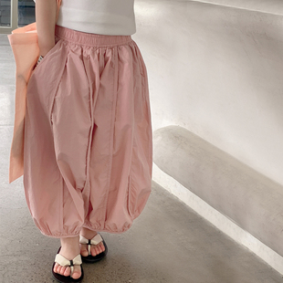 女童夏季裤子2026新款夏装儿童薄款灯笼裤七分女孩阔腿休闲防蚊裤