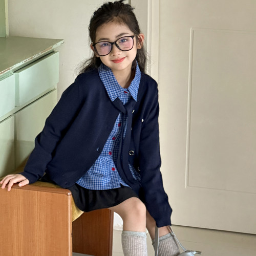 女童毛衣春秋款针织开衫外套