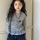 女童长袖 女大童卡通打底衫 T恤春装 超好看儿童初中生上衣2026新款