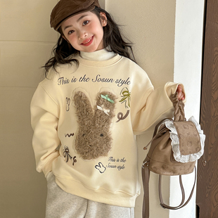 女童加绒卫衣2026秋冬新款女大童加厚保暖衣服巨好看儿童长袖上衣