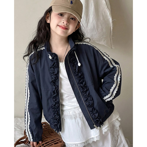女童外套夏装2026新款女大童夏季巨好看上衣小女孩薄款宽松拉链衫