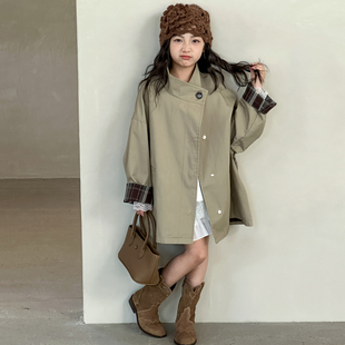 女童风衣外套春装2026新款儿童巨好看上衣初中生女大童中长款衣服