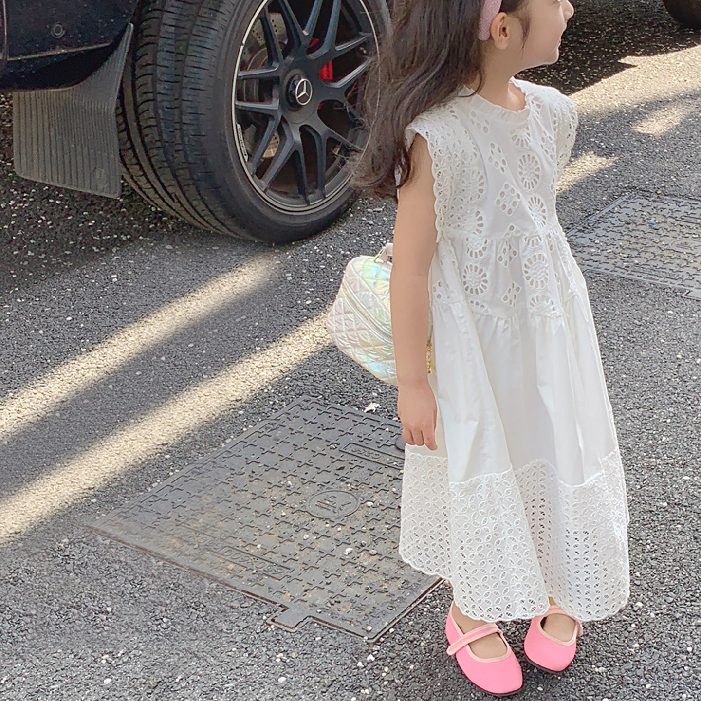 女童夏装连衣裙2026新款儿童蕾丝白色夏季裙子大童洋气无袖公主裙