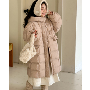 女童加厚羽绒服2026冬装新款女大童连帽冬季长款过膝儿童保暖外套