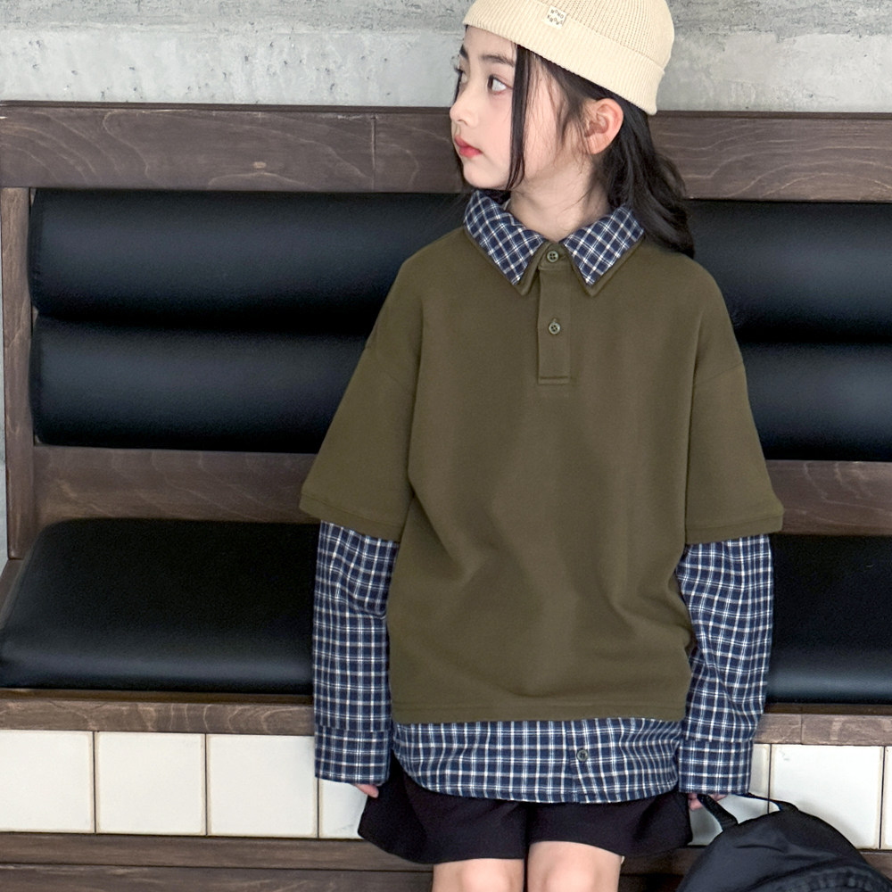 女童卫衣2026春装新款洋气女孩时尚假两件T恤春季儿童Polo衫上衣