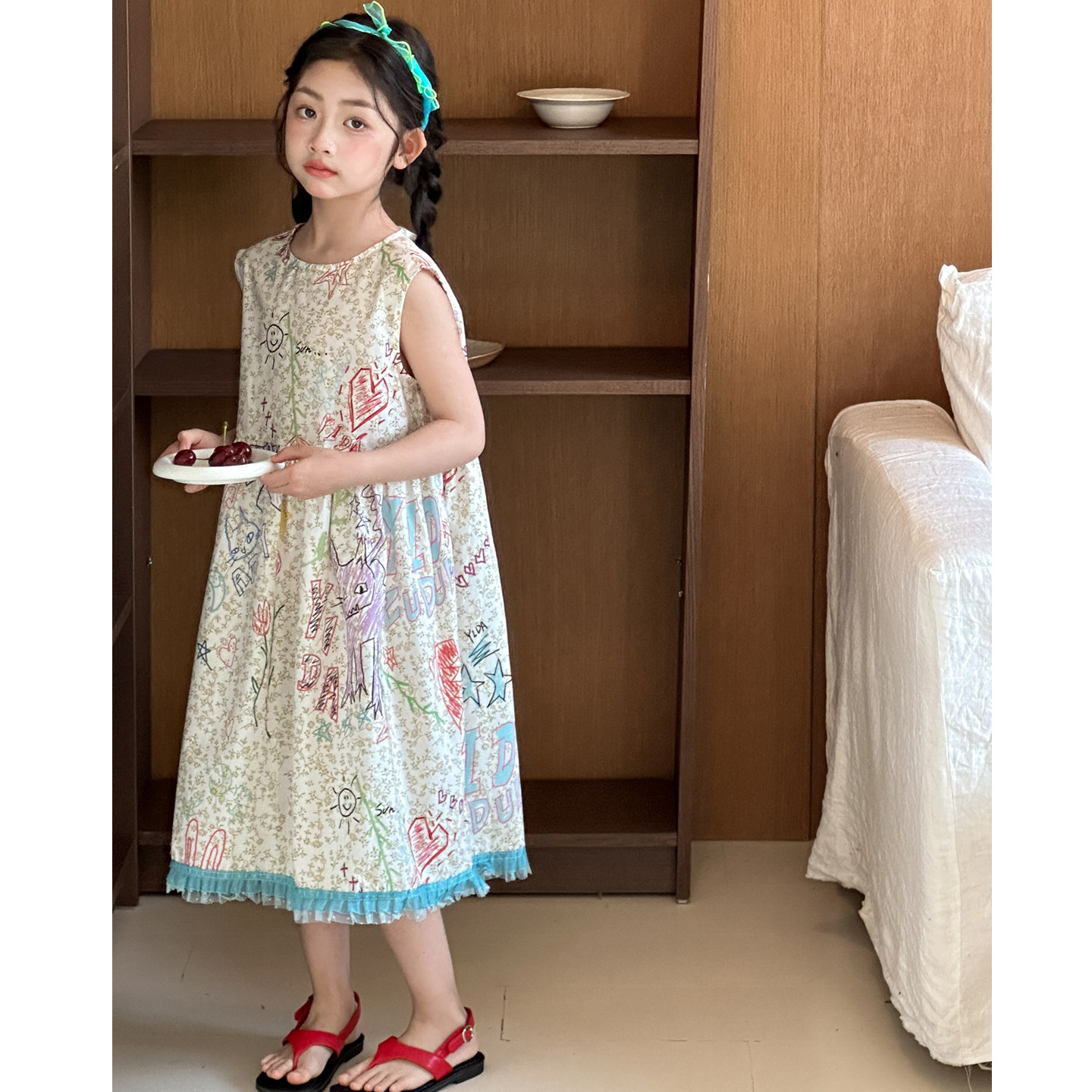 女童碎花连衣裙夏装2026超火女大童夏季巨好看背心裙韩国童装裙子