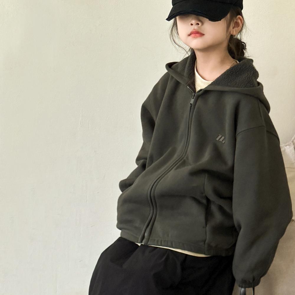 女童摇粒绒卫衣外套大童连帽上衣
