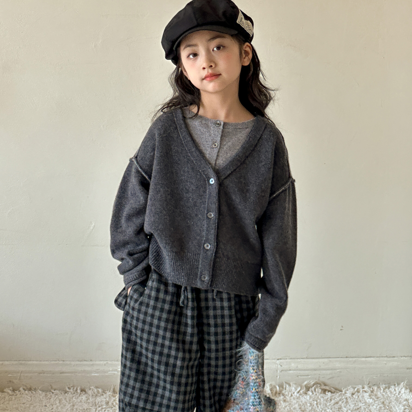 女童毛衣2025春秋新款儿童洋气针织开衫初秋穿搭女大童假两件外套