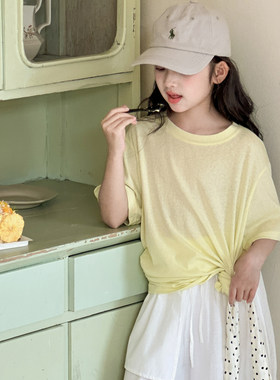 女童短袖T恤夏季薄款2026新款女大童夏装轻薄面膜t初中生半袖上衣