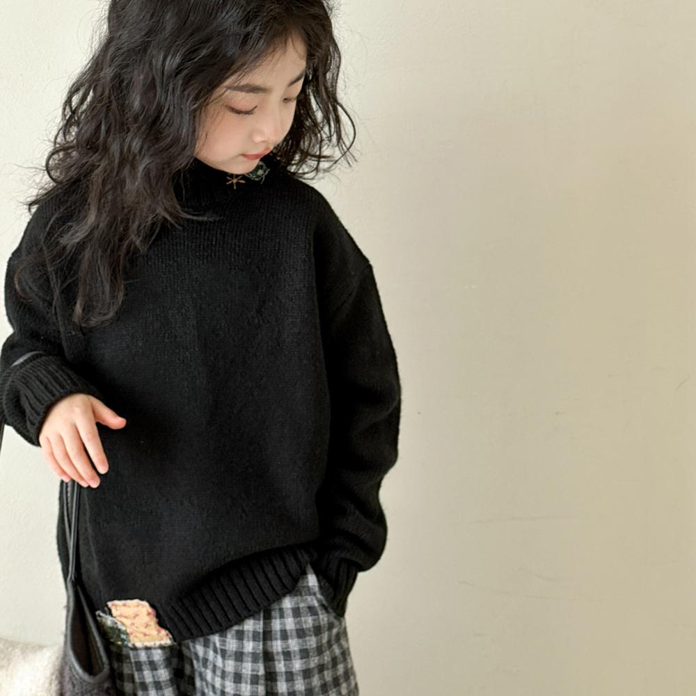 女童毛衣秋冬2025新款儿童圆领套头冬季羊毛混纺新中式针织衫上衣